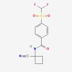 molecular formula C13H12F2N2O3S B2642568 N-(1-cyanocyclobutyl)-4-difluoromethanesulfonylbenzamide CAS No. 1281035-67-3