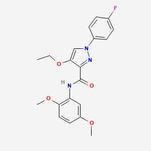 molecular formula C20H20FN3O4 B2642585 N-(2,5-dimethoxyphenyl)-4-ethoxy-1-(4-fluorophenyl)-1H-pyrazole-3-carboxamide CAS No. 1172313-49-3
