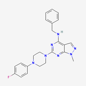 molecular formula C23H24FN7 B2642602 N-benzyl-6-[4-(4-fluorophenyl)piperazin-1-yl]-1-methyl-1H-pyrazolo[3,4-d]pyrimidin-4-amine CAS No. 897619-26-0