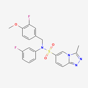 molecular formula C21H18F2N4O3S B2642606 N-[(3-fluoro-4-methoxyphenyl)methyl]-N-(3-fluorophenyl)-3-methyl-[1,2,4]triazolo[4,3-a]pyridine-6-sulfonamide CAS No. 1251678-64-4