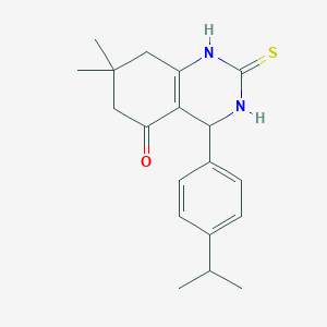molecular formula C19H24N2OS B2642620 4-(4-isopropylphenyl)-7,7-dimethyl-2-thioxo-1,2,3,4,7,8-hexahydroquinazolin-5(6H)-one CAS No. 850916-18-6