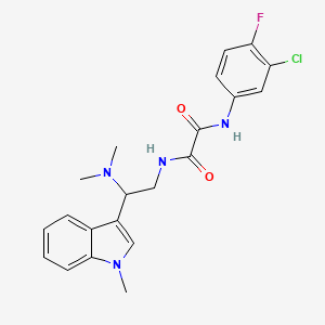 molecular formula C21H22ClFN4O2 B2642668 N'-(3-chloro-4-fluorophenyl)-N-[2-(dimethylamino)-2-(1-methyl-1H-indol-3-yl)ethyl]ethanediamide CAS No. 1091422-01-3