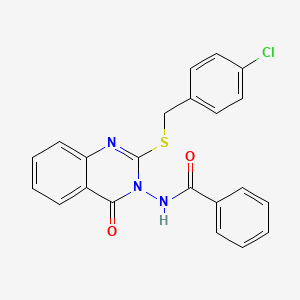 molecular formula C22H16ClN3O2S B2642672 N-(2-{[(4-chlorophenyl)methyl]sulfanyl}-4-oxo-3,4-dihydroquinazolin-3-yl)benzamide CAS No. 443353-81-9