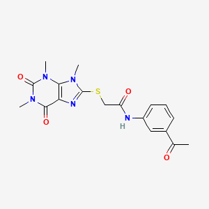 molecular formula C18H19N5O4S B2642703 N-(3-acetylphenyl)-2-[(1,3,9-trimethyl-2,6-dioxo-2,3,6,9-tetrahydro-1H-purin-8-yl)sulfanyl]acetamide CAS No. 897454-11-4