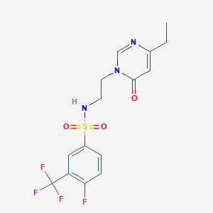 molecular formula C15H15F4N3O3S B2642708 N-(2-(4-ethyl-6-oxopyrimidin-1(6H)-yl)ethyl)-4-fluoro-3-(trifluoromethyl)benzenesulfonamide CAS No. 1396686-92-2