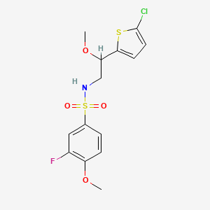 molecular formula C14H15ClFNO4S2 B2642730 N-(2-(5-chlorothiophen-2-yl)-2-methoxyethyl)-3-fluoro-4-methoxybenzenesulfonamide CAS No. 2034529-92-3