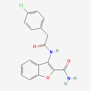 molecular formula C17H13ClN2O3 B2642735 3-(2-(4-Chlorophenyl)acetamido)benzofuran-2-carboxamide CAS No. 898354-89-7
