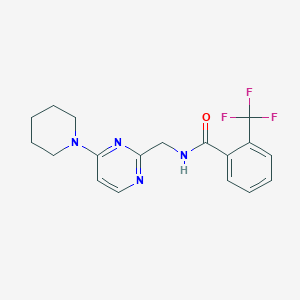 molecular formula C18H19F3N4O B2642740 N-((4-(piperidin-1-yl)pyrimidin-2-yl)methyl)-2-(trifluoromethyl)benzamide CAS No. 1797618-98-4