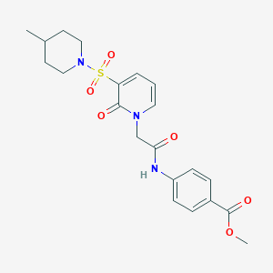 molecular formula C21H25N3O6S B2642746 methyl 4-(2-(3-((4-methylpiperidin-1-yl)sulfonyl)-2-oxopyridin-1(2H)-yl)acetamido)benzoate CAS No. 1251680-28-0