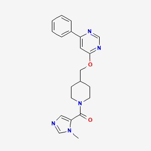 molecular formula C21H23N5O2 B2642771 4-{[1-(1-methyl-1H-imidazole-5-carbonyl)piperidin-4-yl]methoxy}-6-phenylpyrimidine CAS No. 2380060-36-4