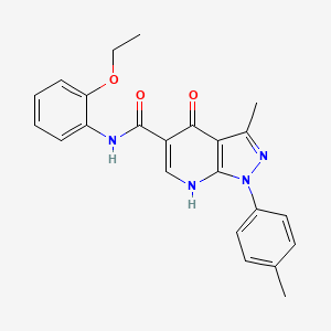 molecular formula C23H22N4O3 B2642790 N-(2-ethoxyphenyl)-3-methyl-4-oxo-1-(p-tolyl)-4,7-dihydro-1H-pyrazolo[3,4-b]pyridine-5-carboxamide CAS No. 898431-88-4