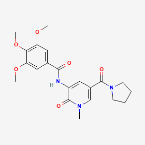 molecular formula C21H25N3O6 B2642827 3,4,5-trimethoxy-N-(1-methyl-2-oxo-5-(pyrrolidine-1-carbonyl)-1,2-dihydropyridin-3-yl)benzamide CAS No. 1207010-54-5