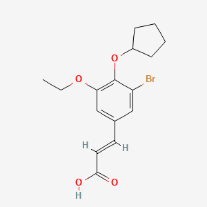 molecular formula C16H19BrO4 B2642828 (2E)-3-[3-Bromo-4-(cyclopentyloxy)-5-ethoxyphenyl]acrylic acid CAS No. 937599-38-7