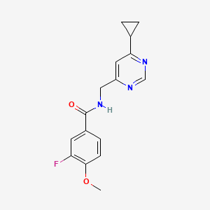 molecular formula C16H16FN3O2 B2642841 N-[(6-cyclopropylpyrimidin-4-yl)methyl]-3-fluoro-4-methoxybenzamide CAS No. 2176069-47-7