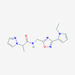 B2642855 N-((3-(1-ethyl-1H-pyrrol-2-yl)-1,2,4-oxadiazol-5-yl)methyl)-2-(1H-pyrazol-1-yl)propanamide CAS No. 1904198-60-2