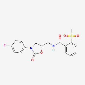 molecular formula C18H17FN2O5S B2642856 N-((3-(4-fluorophenyl)-2-oxooxazolidin-5-yl)methyl)-2-(methylsulfonyl)benzamide CAS No. 955241-29-9