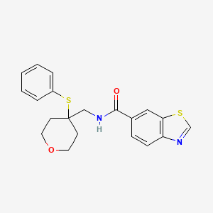 molecular formula C20H20N2O2S2 B2642859 N-{[4-(phenylsulfanyl)oxan-4-yl]methyl}-1,3-benzothiazole-6-carboxamide CAS No. 1797536-02-7