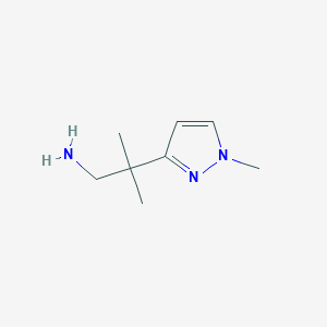 molecular formula C8H15N3 B2642885 2-methyl-2-(1-methyl-1H-pyrazol-3-yl)propan-1-amine CAS No. 1692687-19-6