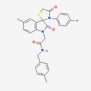 molecular formula C27H24FN3O3S B2642889 2-(3'-(4-fluorophenyl)-5-methyl-2,4'-dioxospiro[indoline-3,2'-thiazolidin]-1-yl)-N-(4-methylbenzyl)acetamide CAS No. 899743-49-8