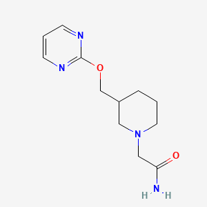 molecular formula C12H18N4O2 B2642891 2-{3-[(Pyrimidin-2-yloxy)methyl]piperidin-1-yl}acetamide CAS No. 2380033-01-0