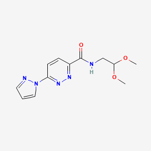 molecular formula C12H15N5O3 B2642933 N-(2,2-dimethoxyethyl)-6-(1H-pyrazol-1-yl)pyridazine-3-carboxamide CAS No. 1351610-63-3
