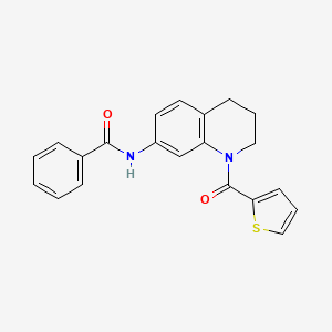 molecular formula C21H18N2O2S B2642980 N-[1-(thiophene-2-carbonyl)-1,2,3,4-tetrahydroquinolin-7-yl]benzamide CAS No. 946218-69-5