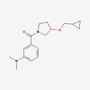 molecular formula C17H24N2O2 B2643043 (3-(Cyclopropylmethoxy)pyrrolidin-1-yl)(3-(dimethylamino)phenyl)methanone CAS No. 2034466-94-7