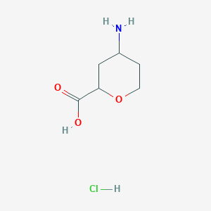 molecular formula C6H12ClNO3 B2643054 4-Aminooxane-2-carboxylic acid hydrochloride CAS No. 1544494-67-8; 2228118-13-4