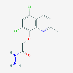 molecular formula C12H11Cl2N3O2 B2643093 2-[(5,7-Dichloro-2-methylquinolin-8-yl)oxy]acetohydrazide CAS No. 730949-87-8