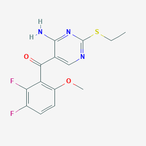 molecular formula C14H13F2N3O2S B2643179 Methanone, [4-amino-2-(ethylthio)-5-pyrimidinyl](2,3-difluoro-6-methoxyphenyl)- CAS No. 741713-37-1