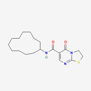 molecular formula C19H29N3O2S B2643186 N-cyclododecyl-5-oxo-2H,3H,5H-[1,3]thiazolo[3,2-a]pyrimidine-6-carboxamide CAS No. 497072-29-4
