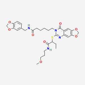 molecular formula C31H38N4O8S B2643222 N-[(2H-1,3-benzodioxol-5-yl)methyl]-6-[6-({1-[(3-methoxypropyl)carbamoyl]propyl}sulfanyl)-8-oxo-2H,7H,8H-[1,3]dioxolo[4,5-g]quinazolin-7-yl]hexanamide CAS No. 688061-28-1
