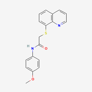 molecular formula C18H16N2O2S B2643235 N-(4-METHOXYPHENYL)-2-(QUINOLIN-8-YLSULFANYL)ACETAMIDE CAS No. 311776-53-1