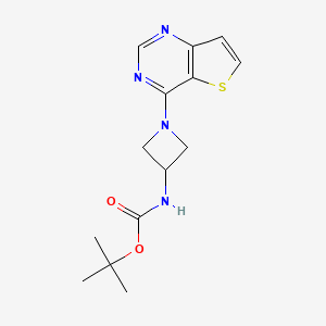 molecular formula C14H18N4O2S B2643265 tert-butyl N-(1-{thieno[3,2-d]pyrimidin-4-yl}azetidin-3-yl)carbamate CAS No. 2415514-02-0