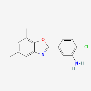 molecular formula C15H13ClN2O B2643278 2-Chloro-5-(5,7-dimethyl-1,3-benzoxazol-2-yl)aniline CAS No. 380582-37-6