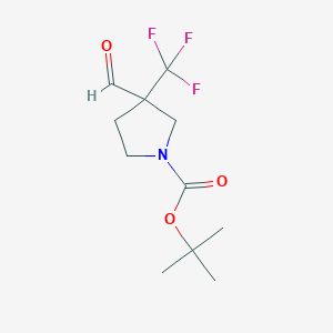 molecular formula C11H16F3NO3 B2643288 Tert-butyl 3-formyl-3-(trifluoromethyl)pyrrolidine-1-carboxylate CAS No. 1824164-91-1
