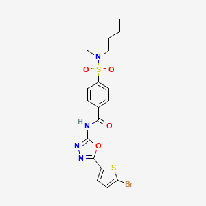 molecular formula C18H19BrN4O4S2 B2643298 N-[5-(5-bromothiophen-2-yl)-1,3,4-oxadiazol-2-yl]-4-[butyl(methyl)sulfamoyl]benzamide CAS No. 1021070-98-3