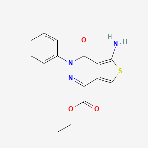 molecular formula C16H15N3O3S B2643313 Ethyl 5-amino-4-oxo-3-(m-tolyl)-3,4-dihydrothieno[3,4-d]pyridazine-1-carboxylate CAS No. 924968-90-1