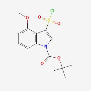 molecular formula C14H16ClNO5S B2643347 tert-butyl 3-(chlorosulfonyl)-4-methoxy-1H-indole-1-carboxylate CAS No. 2138167-25-4