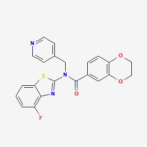 molecular formula C22H16FN3O3S B2643384 N-(4-fluoro-1,3-benzothiazol-2-yl)-N-[(pyridin-4-yl)methyl]-2,3-dihydro-1,4-benzodioxine-6-carboxamide CAS No. 923146-95-6