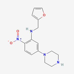 molecular formula C15H18N4O3 B2643390 N-(furan-2-ylmethyl)-2-nitro-5-(piperazin-1-yl)aniline CAS No. 347310-73-0