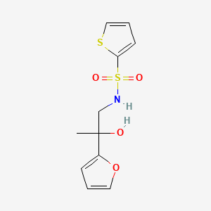 molecular formula C11H13NO4S2 B2643415 N-[2-(Furan-2-YL)-2-hydroxypropyl]thiophene-2-sulfonamide CAS No. 1448051-00-0
