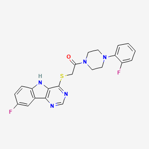molecular formula C22H19F2N5OS B2643437 2-({8-fluoro-5H-pyrimido[5,4-b]indol-4-yl}sulfanyl)-1-[4-(2-fluorophenyl)piperazin-1-yl]ethan-1-one CAS No. 1115880-44-8