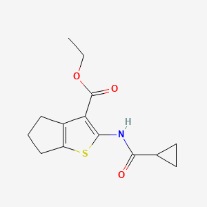 molecular formula C14H17NO3S B2643465 ethyl 2-cyclopropaneamido-4H,5H,6H-cyclopenta[b]thiophene-3-carboxylate CAS No. 312528-55-5
