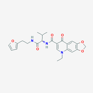 molecular formula C24H27N3O6 B264352 5-ethyl-N-[1-({[2-(2-furyl)ethyl]amino}carbonyl)-2-methylpropyl]-8-oxo-5,8-dihydro[1,3]dioxolo[4,5-g]quinoline-7-carboxamide 