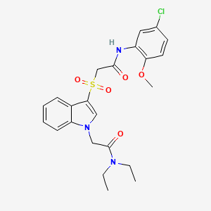 molecular formula C23H26ClN3O5S B2643531 2-(3-((2-((5-chloro-2-methoxyphenyl)amino)-2-oxoethyl)sulfonyl)-1H-indol-1-yl)-N,N-diethylacetamide CAS No. 878056-32-7