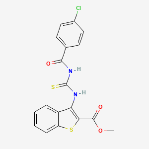 molecular formula C18H13ClN2O3S2 B2643562 Methyl 3-(3-(4-chlorobenzoyl)thioureido)benzo[b]thiophene-2-carboxylate CAS No. 477537-66-9