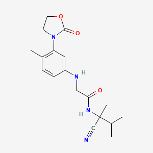 molecular formula C18H24N4O3 B2643610 N-(1-cyano-1,2-dimethylpropyl)-2-{[4-methyl-3-(2-oxo-1,3-oxazolidin-3-yl)phenyl]amino}acetamide CAS No. 1384561-92-5