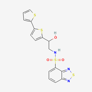 molecular formula C16H13N3O3S4 B2643616 N-(2-{[2,2'-bithiophene]-5-yl}-2-hydroxyethyl)-2,1,3-benzothiadiazole-4-sulfonamide CAS No. 2097933-33-8