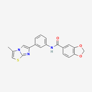 molecular formula C20H15N3O3S B2643628 N-(3-{3-methylimidazo[2,1-b][1,3]thiazol-6-yl}phenyl)-2H-1,3-benzodioxole-5-carboxamide CAS No. 893983-99-8